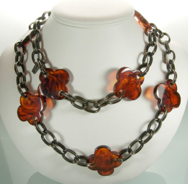 Yves Saint Laurent Chain, Bakelite Quatrefoils Necklace