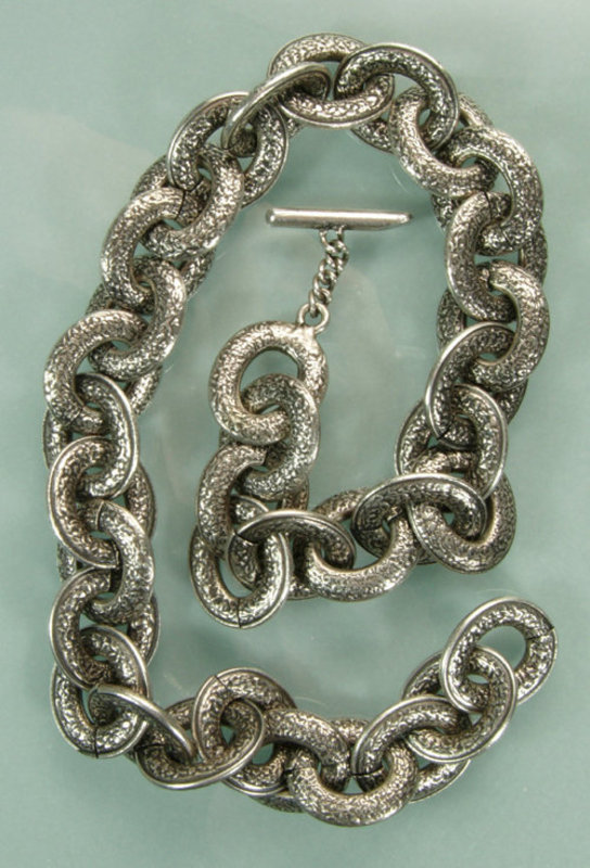 Heavy Oversized Ornate Gunmetal Gray French Necklace