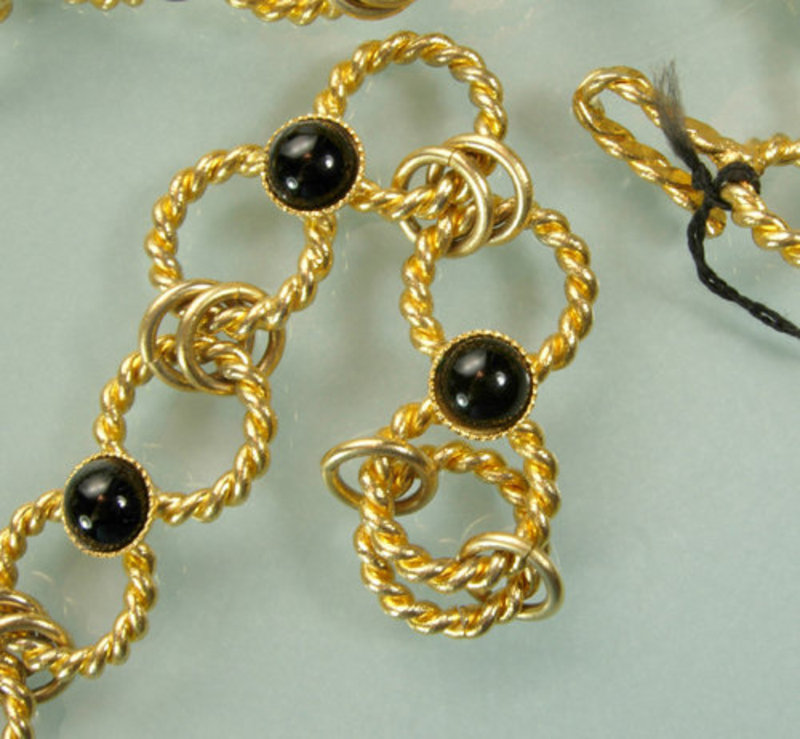 1970s Bijoux Fiaschi Italy Black Glass Bib Necklace