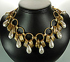 Dramatic 1960s French Glass Faux Pearl Bib Necklace