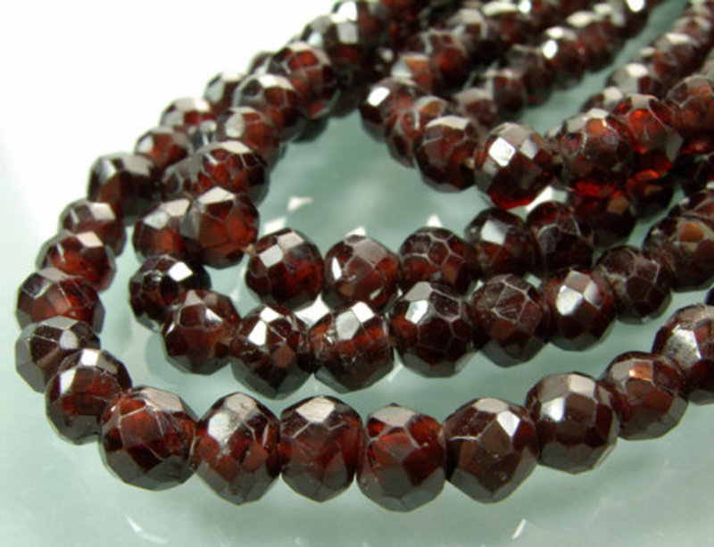 Antique Garnet 5 Strand Beaded Necklace Jeweled Clasp