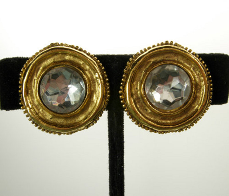 Chanel Byzantine Style Goldtone / Strass Clip Earrings