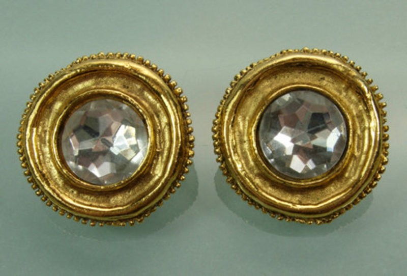 Chanel Byzantine Style Goldtone / Strass Clip Earrings