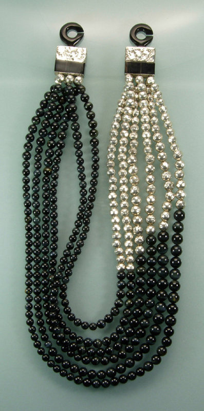 Asymmetric Modernist Silver, Labradorite, Horn Necklace