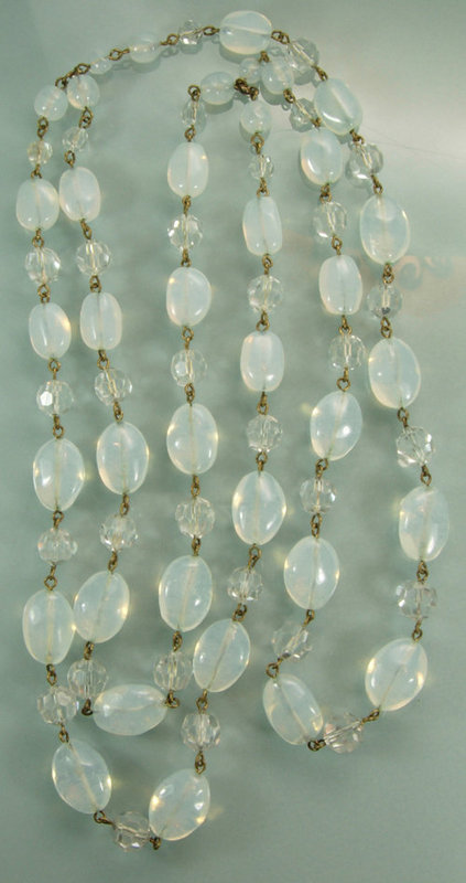 Luminous French Opaline Glass Beaded Draped Necklace