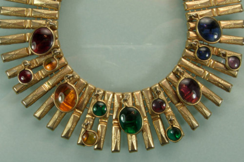 Schiaparelli Deco Egyptian Style Glass Drops Necklace