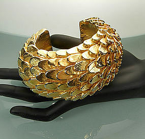 Stunning Dominique Aurientis Paris Gilded Wood Bracelet