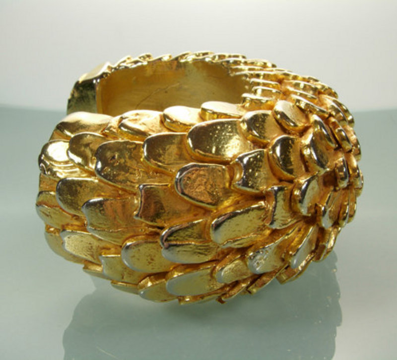 Stunning Dominique Aurientis Paris Gilded Wood Bracelet