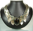 60s Modernist Studio Sterling Onyx Articulated Necklace