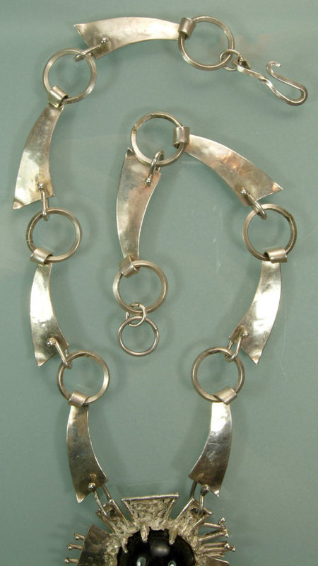 1960s Studio Modernist Sterling Smoky Stone Necklace