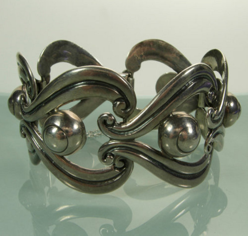 R. Rivera Pre-Eagle Taxco Sterling Wide Link Bracelet