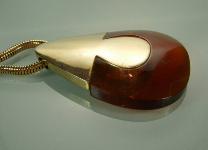 1960s Lanvin Paris Honey Bakelite Pendant Necklace