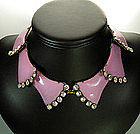 1960s Pink Enameled and Strass Necklace: Luciana Italy