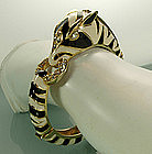 Dramatic 1970s Ciner Enameled Diamante Zebra Bracelet
