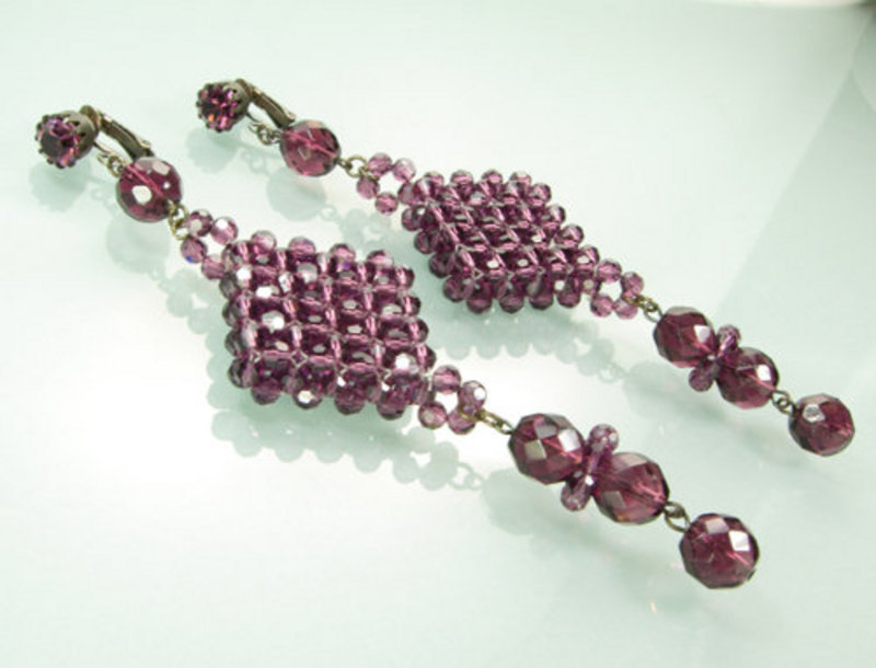 60s Italian Coppola e Toppo Style Purple Glass Earrings