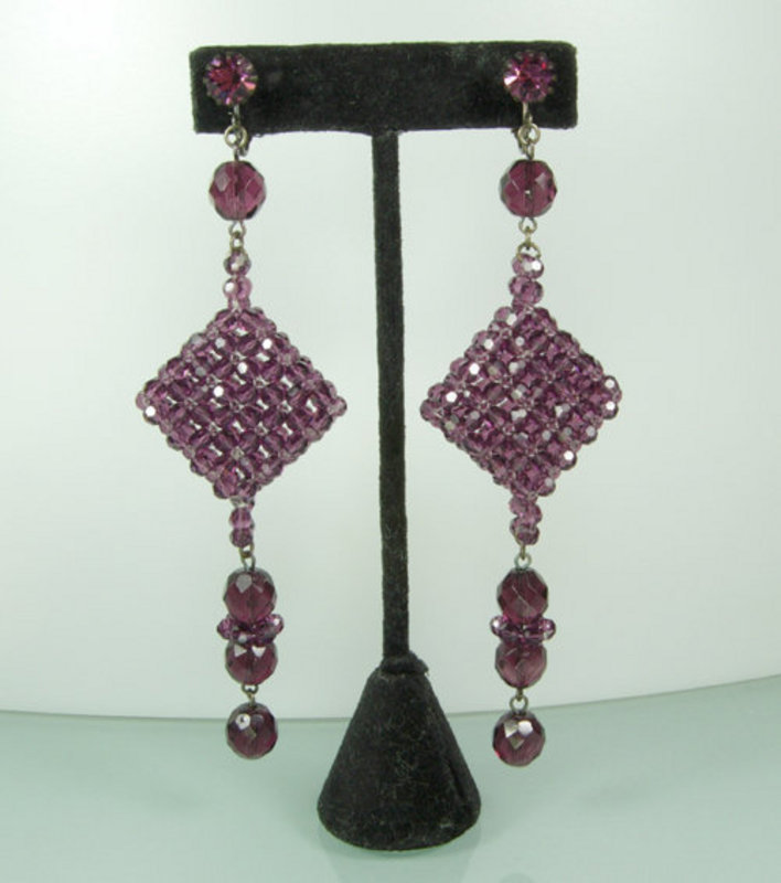 60s Italian Coppola e Toppo Style Purple Glass Earrings