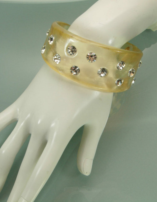 2 Huge 70s Couture Applejuice Resin Diamante Bangles