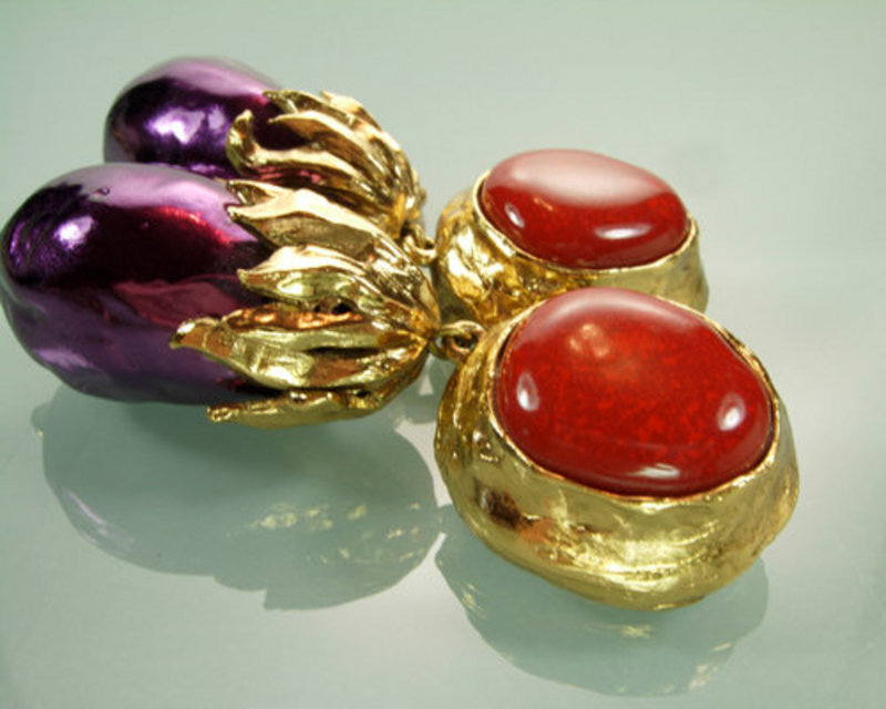 Statement Size Yves Saint Laurent Red Purple Earrings