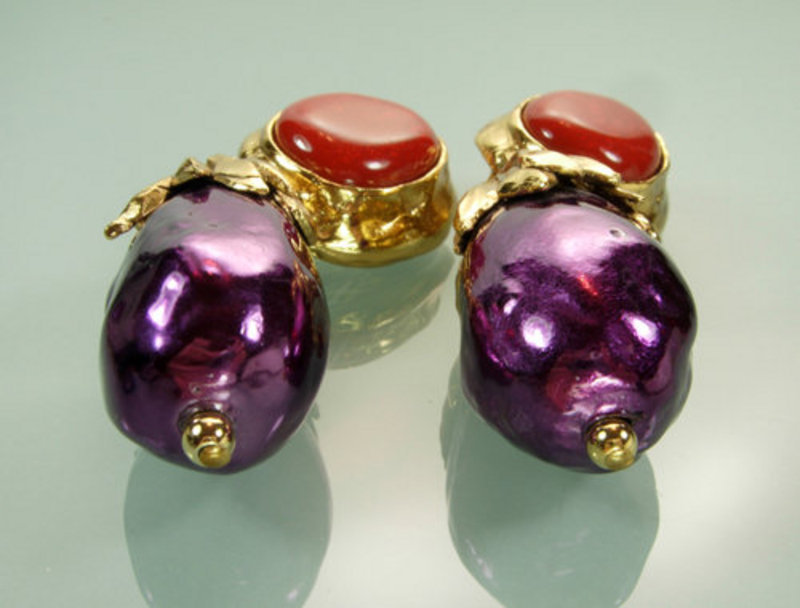 Statement Size Yves Saint Laurent Red Purple Earrings