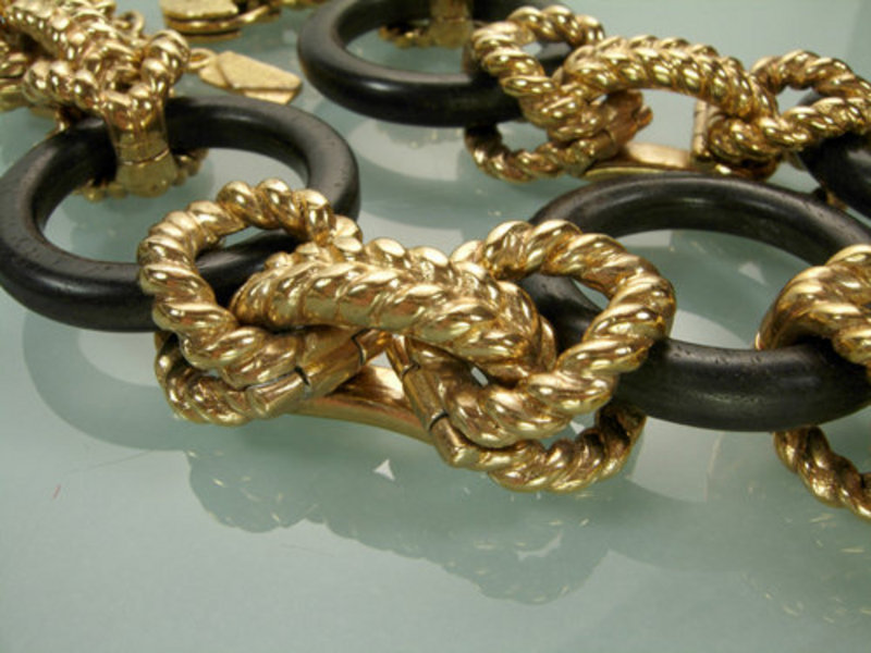 Robert Goossens Rope Form Metal Wood Necklace France