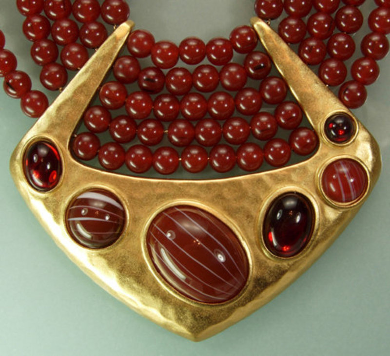 1970s YSL Beaded Statement Necklace: Glass Stones