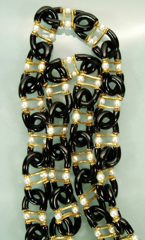 Archimede Seguso for Chanel Black Glass Pearls Necklace