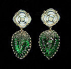 Luminous Green, Opaline Glass Drop Earrings:  France