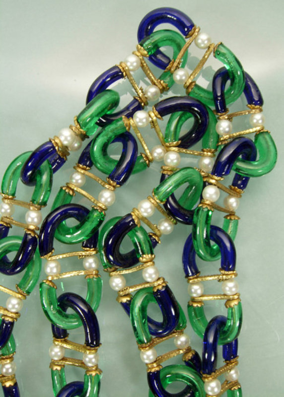 Archimede Seguso for Chanel Blue Green Glass Necklace