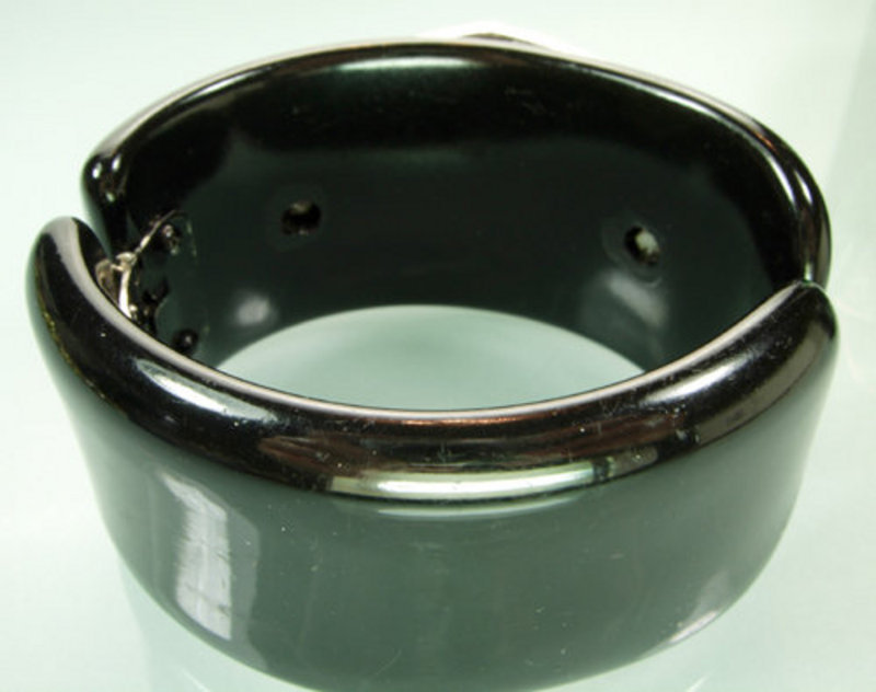 Pr Black Green Celluloid Strass Metal Clamper Bracelets