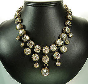 C 1960 Couture Necklace: Huge Brilliant Strass Stones