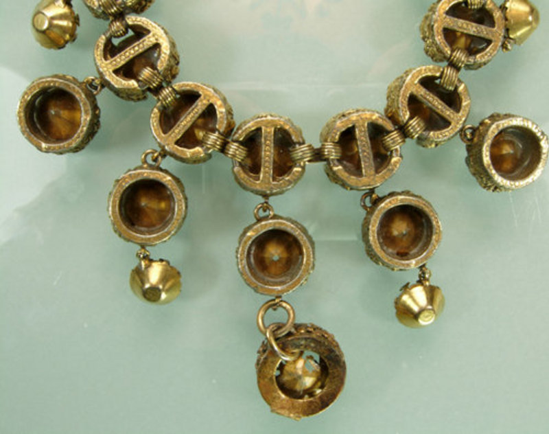 C 1960 Couture Necklace: Huge Brilliant Strass Stones