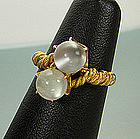 Victorian Etruscan Revival 14KT Gold Moonstone Ring