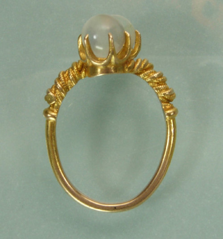 Victorian Etruscan Revival 14KT Gold Moonstone Ring