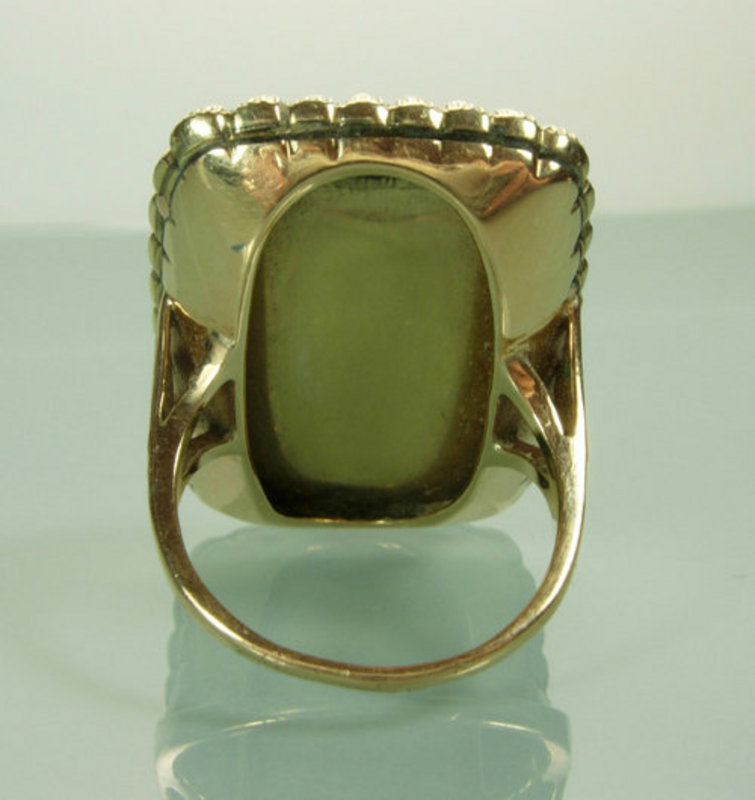 Very Large Georgian 14KT Gold, Pearl, Blue Enamel Ring