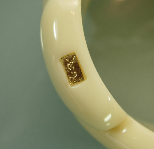 Statement Yves Saint Laurent YSL Ivory Lucite Bangle