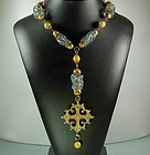 1970s Cadoro Poured Glass Quatrefoil Pendant Necklace
