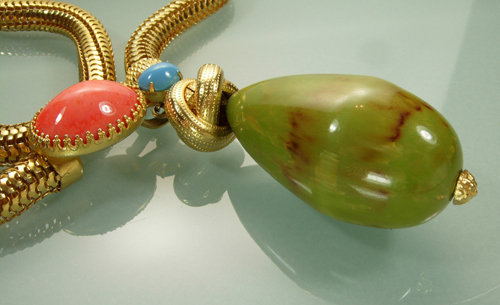 Alice Caviness Bakelite Glass Coral Turquoise Necklace