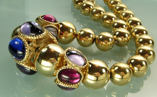 Statement Yves Saint Laurent Necklace: Glass Cabochons