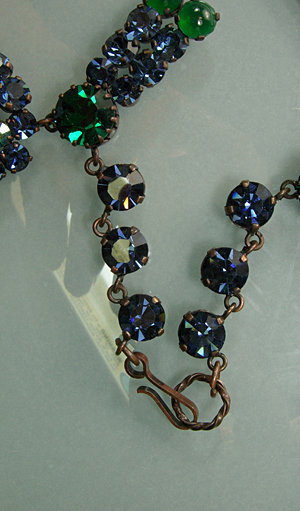 French Necklace Earrings Brilliant Blue Vitrail Stones