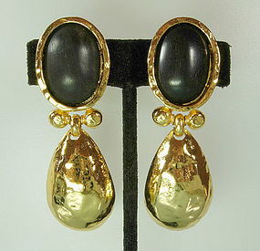Edouard Rambaud Paris Byzantine Goldtone/Wood Earrings