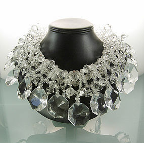Amazing Huge 1960s Clear Lucite Beaded Collar Necklace