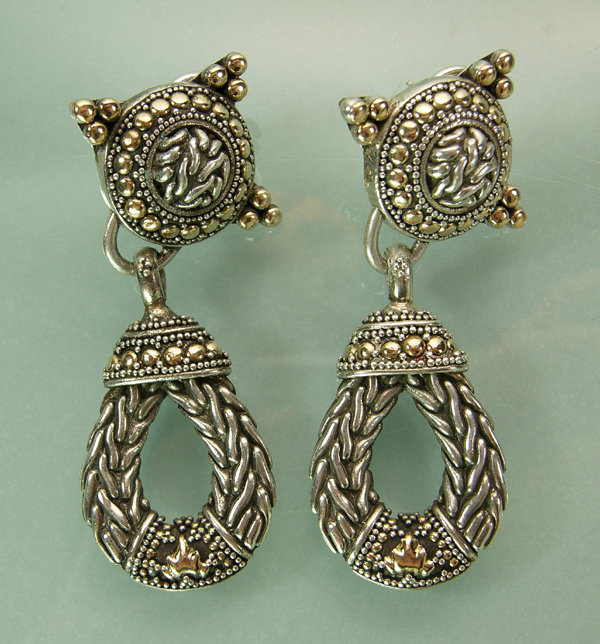 John Hardy Sterling Balinese Granulated Design Earrings