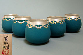 Set of Five Mukozuke Cups by Morino Taimei