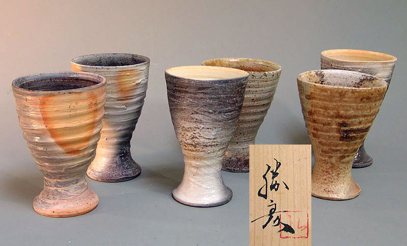 Contemporary White Bizen Mug Set, Kitano Katsuhiko