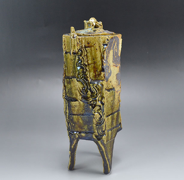 Takauchi Shugo Contemporary Oribe Koro Incense Burner