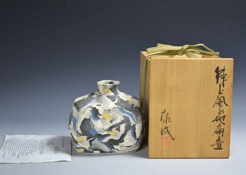 Living National Treasure Matsui Kosei Neriage Tsubo Vase