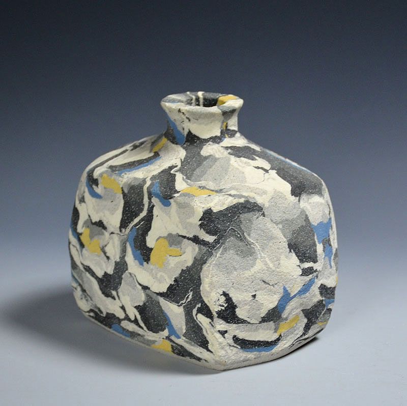 Living National Treasure Matsui Kosei Neriage Tsubo Vase