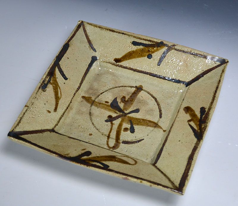 Hamada Shoji Tetsu- yu Kakuzara Large Square Plate