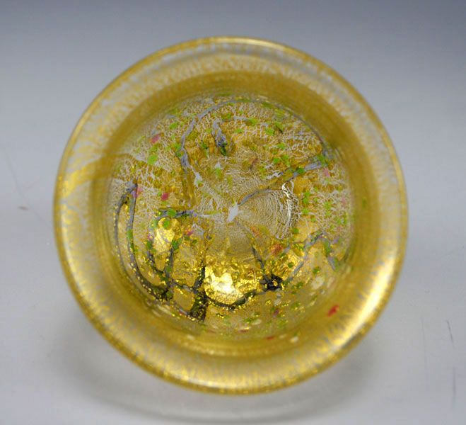 Gold Veined Glass Sake Set by Kuroki Kuniaki