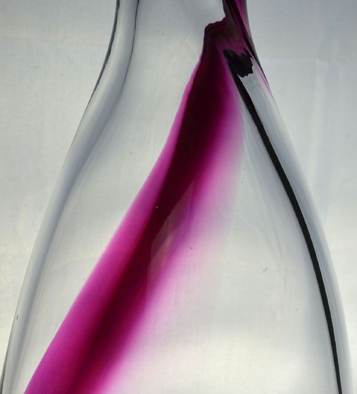 Red Stripe Hand-blown Art Glass Bottle by Nakashima Yasushi